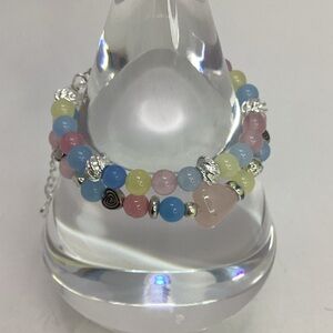 Pastel Morganite Beaded Bracelet Set